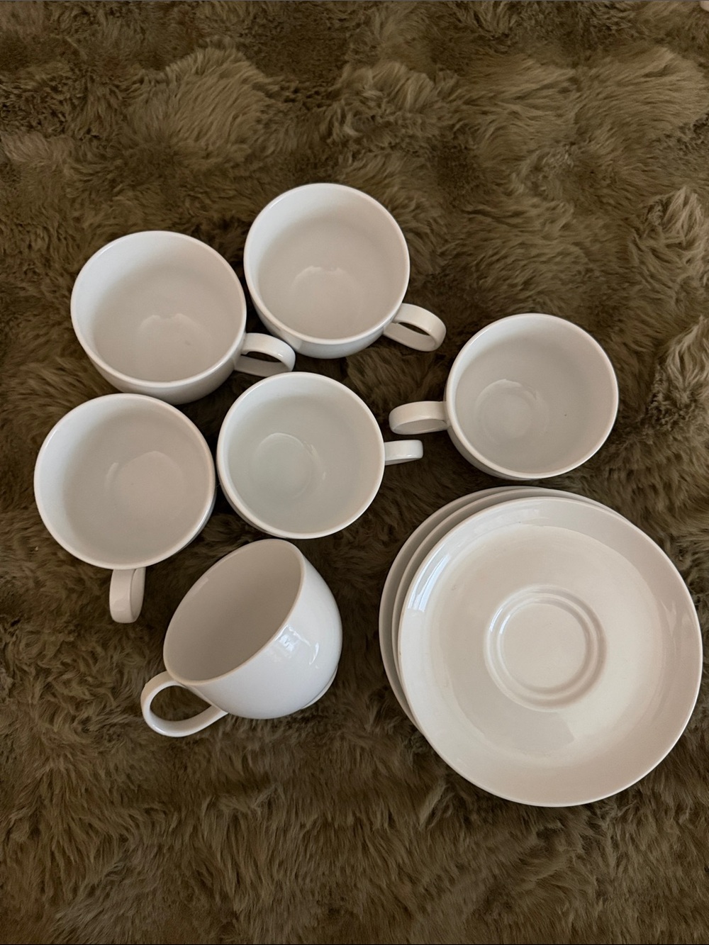 VINTAGE Tognana White Porcelain Tea Cup and Saucer Set - 6 Cups with 6 Saucers